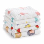 MOM CARE 6 Layer Muslin Baby Washcloth Napkins for Newborn Baby, Ultra Soft Reusable Cotton Face Towels, Highly Absorbent Burp Cloth Feeding Wipes for Babies, Pack of 5