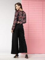 LONDON BELLY Women’s Polyester Semi-Formal Jumpsuit with Round Neck Half Sleeves Adjustable Waist Tie Abstract Pattern and Regular Fit | Women Stylish One Piece Outfit | Women Regular Fit Jumpsuit - Image 6