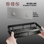 MosQuick® 2 pcs Plastic Bathroom Organiser Without Drill Wall Mounted Shelf Organizer Bathroom Shelves Rack Holder washroom Storage Organizer Shelf for Kitchen Bath Room Accessories Items (Black) - Image 5