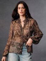 Women Shirt ||Women Top || Cecily Paisley-Trim Button-Front Shirt (S-01-04) - Image 4