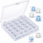Sewing Machine Bobbin Set – 25 Transparent Plastic Bobbins with Storage Case, White