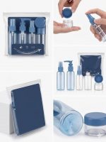 Travel Cosmetic Bottle Set, 5-Piece Plastic Spray Packaging, Leak Proof Refillable Containers for Personal Care, Lotion, Skincare (Navy Blue) - Image 3