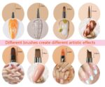 Nail Art Brush Set, Builder Painting Design Detail Drawing Brushes Dotting Pen Double-Ended French Liner For Gel Polish Manicure Tools Acrylic Home DIY Salon Use Women Brown - Image 2