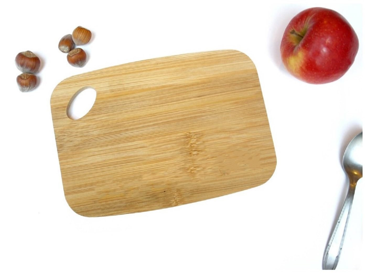 61GvbGmLqL._SL1400_.jpg Wooden Cutting Board for Kitchen Chopping Board Serving Board Durable Block Bread Cheese Vegetable Meat Slicing Board with Handle Hole Multipurpose Kitchen Prep Board Kitchenware (Small) - Image 1