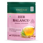 VAHDAM Her Balance+ Herbal Infusion | Supports Menstrual & Hormonal Health | Powered by Spearmint, Shatavari & Cinnamon | Caffeine Free | Plant-Based | 30 Tea Bags