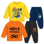 Kuchipoo Boys Regular Fit Cotton T-Shirts and Pyjamas Set