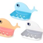 Fish Shape Soap Holder with Self-Drain Design | Soap Dish for Bathroom Sink, Kitchen & Shower | Non-Slip, Easy Clean Plastic Tray (Pack of 3)
