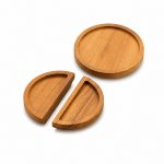 Heavy Duty Teakwood Door Handles for Main Door, Cabinet, Wardrobe, Drawer | Semi-Circle Wooden Pull Push Handle Set Hardware for Home & Office - Pack of 2 (Half, 6" x 3")
