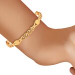 ZENEME Non-precious Metal Gold Plated and American Diamond Necklace Set & Bangles for Women & Girls - Image 4