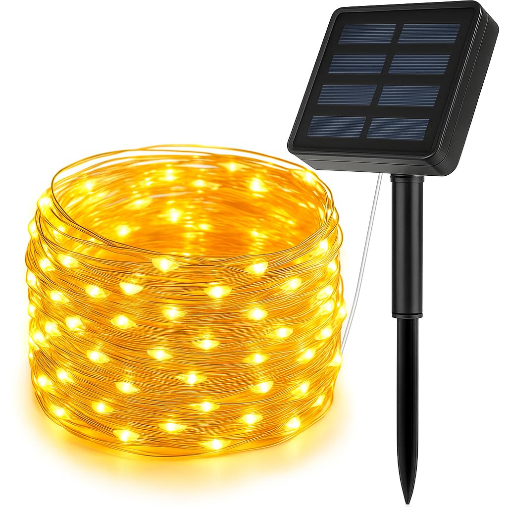 61IAYaR6j3L._SL1024_.jpg CBK Solar Fairy String Light 200 LEDs 22 Meter Inbuilt Rechargable Batery IP65 Waterproof 8 Mode Copper Wire for Garden Yard Balcony Diwali Christmas Party & Home Decor Led Light - Image 1