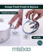 Mishaa Steel Leakproof Tiffin/Lunch Box, Airtight & Spill-Proof Container for Curry & Liquid Items, Steel Lunch Box for School, College & Office, Suitable for Men, Women & Kids (350ML + 850ML) - Image 3