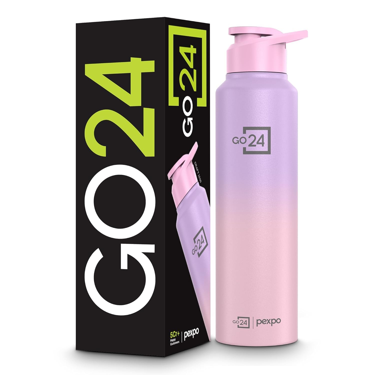 61IbS4m7hVL._SL1500_.jpg Water Bottle 1 ltr Stainless Steel Sports/Fridge Bottle with Sipper Cap | 1-Year Warranty | Single Wall | For Home, Office, Gym, Travelling|Lightweight| Craft Pro 950ml | Pink-Purple Ombre - Image 1