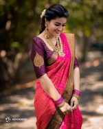 Jogal Women's Trendy Banarasi Kanjivaram Art Silk Saree, Zari Border with Blouse Piece Bridal Sari - Image 5