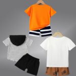 Lofn Unisex-Child Cotton Clothing Sets for Baby Boys & Baby Girls Printed Kids Clothing Sets - Unisex Clothing sets Half sleeve T-Shirt & Shorts Pack Of 3 (T84OR-T70WH-18-T83CP) - Image 3