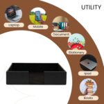 Paper Tray Stackable Letter Trays Jewelry Display Tray for Home, Room Desk, Organiser Accessories Rectangular Leather A4 Office Paper Tray (Black) - Image 5