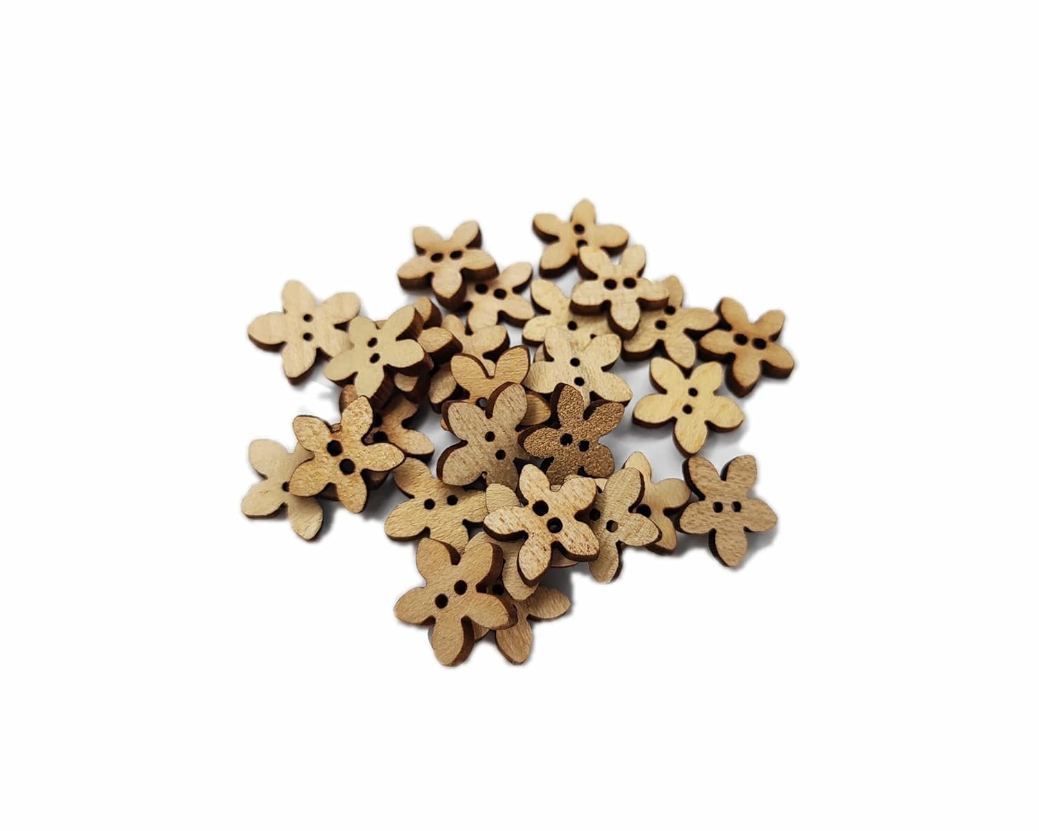 61JA8lUCWGL._SL1500_.jpg Ekta Enterprise Maple Wood Laser Cut Flower Fancy Wooden Button Dia. 15mm, 2 Holed Buttons for Clothing,Designer Collection of Ethnic Ware, Sewing, DIY Art and Craft Pack of 50 - Image 1