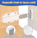 Magnetic Push Latch Heavy Duty Push to Open Cabinet Hardware Magnetic Touch Latches for Large Door Push Release Latches Kitchen Drawer Push Catch Press Out Latch (White, 2 Pack) - Image 4