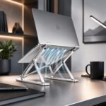 Aluminium Laptop Stand Adjustable 6 Angles Foldable Ergonomic Laptop Riser for Desk with Cooling Ventilation Anti Slip Silicone Portable Notebook Stand for 10 to 15.6 Inch Laptops Grey - Image 7