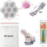 Skytail Candle Making Kit - 1pc 7 Cavity Rose Peony Flower Silicone Mold, 10pc Candle Wicks, 100 grams Paraffin Wax, 1pc 3-Hole Wicks Holder & 1 Wick Needle for DIY Candles Supplies Tools Kit for Beginners - Image 2