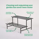 UGAOO Elevate 2-Tier Square Tube Heavy Duty Metal Plant Stand - Black | Iron Pot Stand for Indoor & Outdoor Use | Balcony, Patio, Living Room & Garden Decor - Image 5