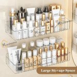 2Pcs Transparent Acrylic Bathroom Shelf | No-Drill Wall Mounted Bathroom Organizer for Shampoo, Conditioner & Skincare | Rustproof Shower Shelf for Bathroom, Kitchen & Wash Basin - Image 2