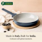 Ember Cookware Arcilla Ceramic Frying Pan 24 cm | 5-Year Warranty | 75% Less Oil Usage | Lightweight, Non-Toxic Non-Stick Ceramic Frypan | Matching Handle- Gas Compatible | ISI Certified | Blue - Image 5