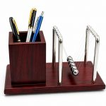 Premium Wooden Pen Stand for Office Table with Newton’s Cradle | Stylish Desk Organizer & Pen Holder for Office Desk | Stress Relief Pendulum Pen Holder for Table | Corporate Gift Item