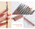 Nail Art Brush Set, Builder Painting Design Detail Drawing Brushes Dotting Pen Double-Ended French Liner For Gel Polish Manicure Tools Acrylic Home DIY Salon Use Women Brown - Image 6