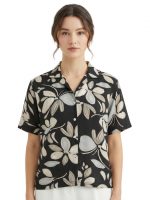 Premium Floral Printed Shirt for Women with Short Sleeves, Ultra-Soft Cotton Blend, Regular Fit Womens Stylish Shirt Casual, Formal, Party, Beach, Summer Wear