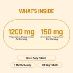 Naturaltein Magnesium Glycinate 1200mg (150mg Elemental) | Chelated High Absorption Magnesium | Supports Sleep Quality & Normal Muscle Function | Glyphosate Tested | 30 Tablets - Image 6