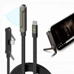 USB C to USB C Fast Charging Cable, 1.5 m, Braided, with Foldable Adjustable Phone Stand, Multi Angle, 240W, High Speed Data Transfer for Smartphones, Tablets, Laptops
