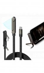 USB C to USB C Fast Charging Cable, 1.5 m, Braided, with Foldable Adjustable Phone Stand, Multi Angle, 240W, High Speed Data Transfer for Smartphones, Tablets, Laptops