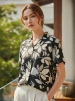 Premium Floral Printed Shirt for Women with Short Sleeves, Ultra-Soft Cotton Blend, Regular Fit Womens Stylish Shirt Casual, Formal, Party, Beach, Summer Wear - Image 7