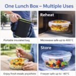 Lunch Box for Kids - Tiffin Box for Kids for Girls, Boys School, Bento with compartments & Fork (Borosilicate Microwavable Glass Lunch Box) - Image 5