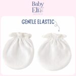 Baby Eli Cotton Newborn Mittens (Picot Wrist) Set of 6 for Baby Boys & Girls 0–6 Months | Soft and Cozy Unisex Infant Gloves | Assorted Baby Hand Gloves | Adjustable Scratch Protection - Image 4