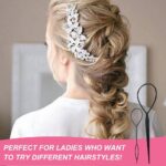 Topsy Tail Hair Styling Kit, 2 Piece Plastic French Braid Loop Tools for Women & Girls, DIY Ponytail Maker Hair Braiding Accessories, Black - Image 4