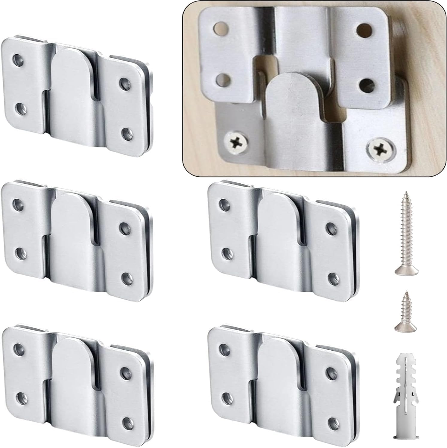 61L1WjYCP-L._SL1500_.jpg ROLLYWARE ® Flush Mount Bracket with Screws Hanging Buckle Kit, Interlocking Heavy Duty Photo Frame Hook, Furniture Connector for 100lb Picture Hangers Art Gallery Wall Mount Hardware (4) - Image 1