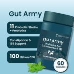 Gut Army Probiotics for Constipation & IBS | 100 Billion CFU, 11 Strains | Psyllium Husk (Isabgol) & Peppermint | Gas & Bloating Relief, Digestive Comfort, Bowel Regularity | Men & Women | 60 Capsules - Image 2