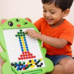 Magnetic Drawing Board for Kids with Stylus Pen – Educational Bead Art Toy, Fine Motor Skills Learning Activity Board for Toddlers & Children (Green)