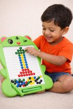 Magnetic Drawing Board for Kids with Stylus Pen – Educational Bead Art Toy, Fine Motor Skills Learning Activity Board for Toddlers & Children (Green)