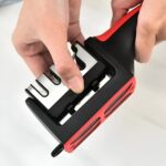 Professional Kitchen Knife Sharpener with 3-Stage Sharpening System, Ergonomic Red Handle, Black (1, 4-Stage) - Image 4
