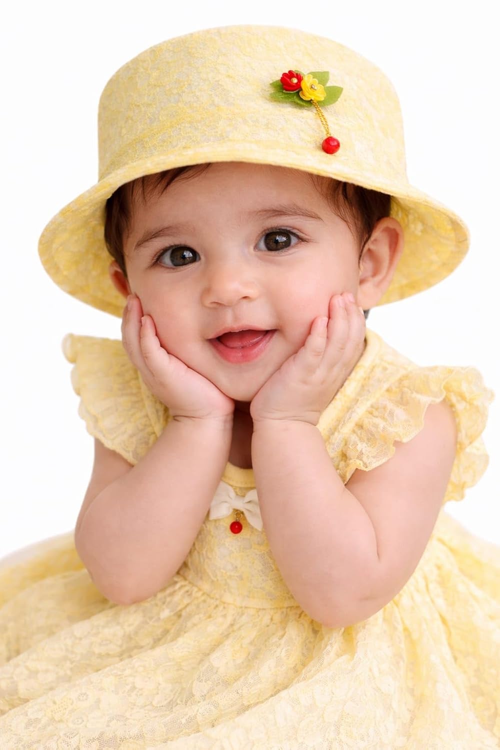 61LZehK1X4L._SL1500_.jpg Nephar Baby Girl Floral Bucket Hat | Cute Decorative Sun Hat for Toddlers | Soft Lightweight Summer Cap | Outdoor Travel & Beach Hat for Kids - Image 1