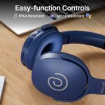 pTron Studio w/ 60Hrs Playtime, Wireless Over-Ear Headphones with HD Mic, Dual-Device Pairing, Immersive Sound, 40mm Drivers, BT5.4, 3.5mm Aux Port, TF Card Slot & Type-C Fast Charging (Blue) - Image 8