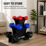 De Jure Fitness Dumbbell Set with Stand for Home Gym | 1kg 2kg 3kg 3 Pair Dumbbells Set | Vinyl Weight Set with Rack | Space Saving Compact Stand | Strength Training Workout Equipment - Image 2