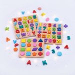 Wooden Alphabet, Number, and Shapes Puzzles for Toddlers - Montessori Educational Learning Toy Set for Boys & Girls - Chunky Colorful Peg Puzzles for 3+ Year Olds, 3-Pack