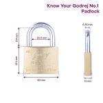 Godrej Locks I Pin Cylinder 40 mm I 3 Keys I Padlock for Main Door I Lock for Tool Box,Shutters,Shops & Offices I Corrosion Resistant Shackle I Solid Brass Padlock | 1 Year Warranty - Image 5