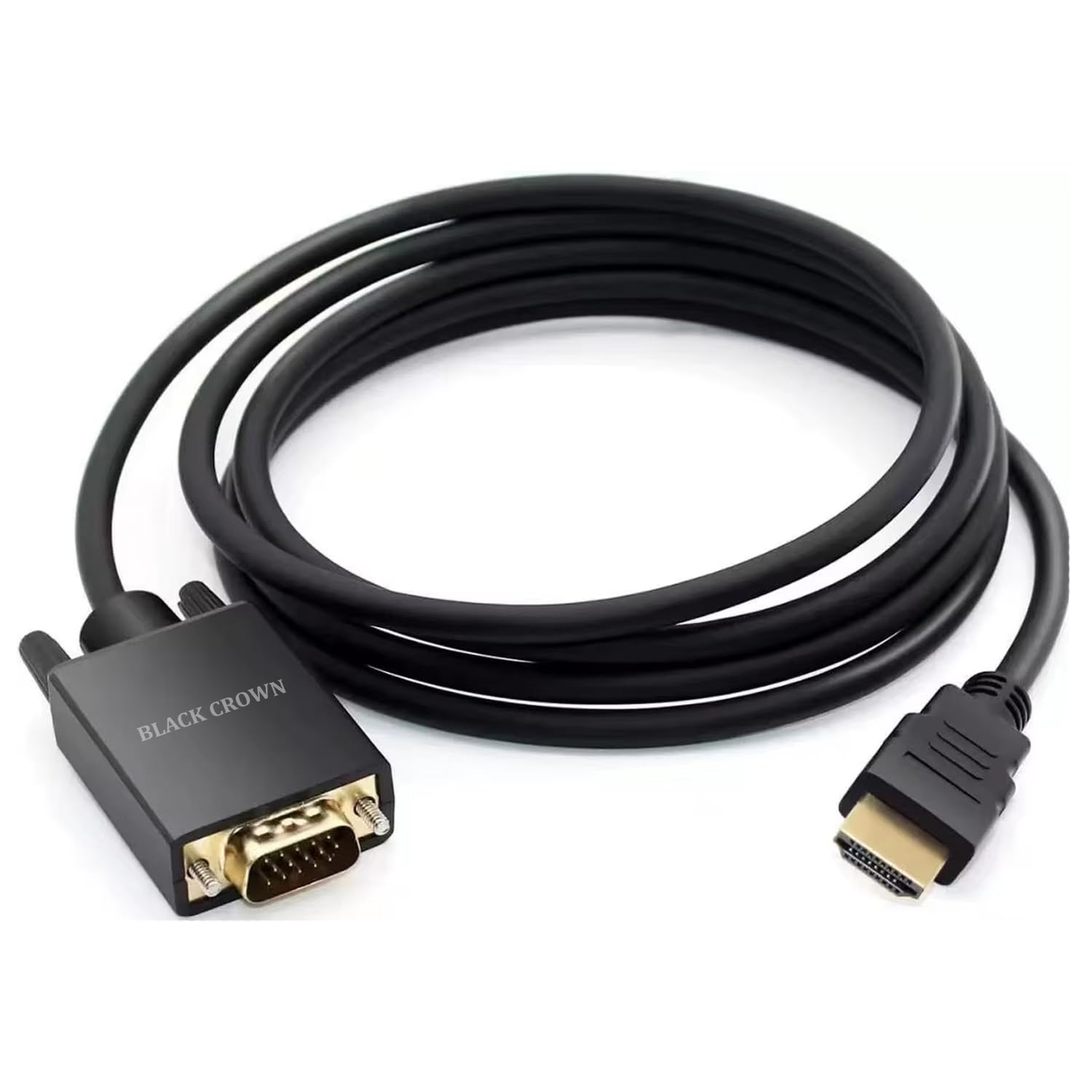 61M83-hgElL._SL1500_.jpg BLACK CROWN HDMI To VGA 6 Feet HDMI Cable, Uni-Directional HDMI Computer To VGA Monitor Cable (Male To Male) Compatible For Computer, Desktop, Laptop, PC, Monitor, Projector, HDTV. (1.8)(Black) - Image 1