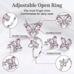 SANNIDHI® 4 Pcs Jewellery Set for Women Girls Crystal Butterfly Chain Pendant Necklace Adjustable Finger Rings Studs Earrings Stylish Necklace Set Valentine Birthday Gift for Women, Girls - Image 3