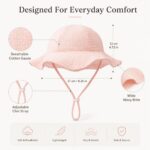 Satmarhz Sun Hat for Baby, Cotton, 6-12 Months, Boys Girls 0-2 Years Pink | Bucket Hat, Chin Strap Button, Breathable, Short Brim, Travel Outdoor Wear - Image 5