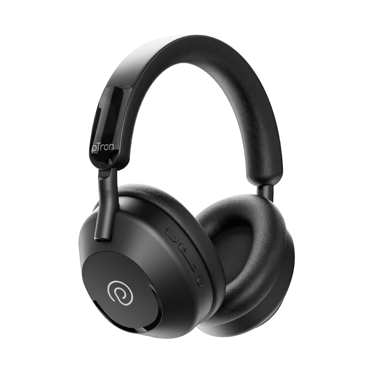 61MadwUi7SL._SL1200_.jpg pTron Studio Ultima w/ 60Hrs Playtime, Dual Device Pairing, 40mm Drivers, Custom EQ, Mobile App, Wireless Over Ear Headphones w/HD Mic & TruTalk AI-ENC Calls, BTv5.4 & Type-C Charging (Jet Black) - Image 1